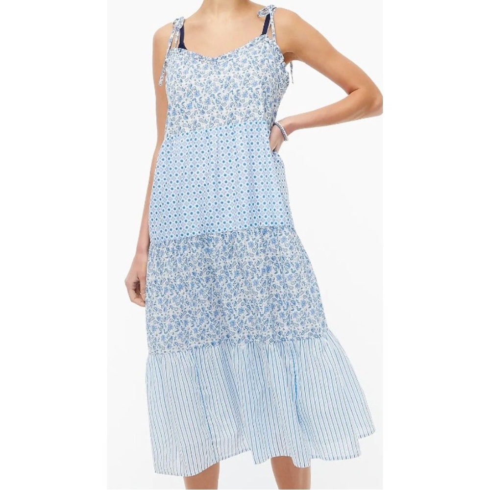 New with tags J Crew Tiered Blue Floral Pattern Cotton Sundress